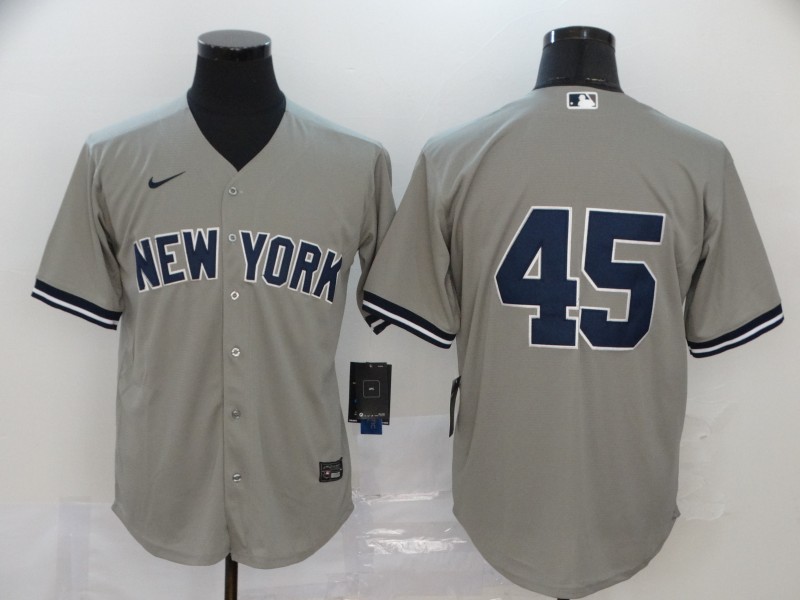 Men New York Yankees #45 No name Grey Nike Game MLB Jerseys->new york yankees->MLB Jersey